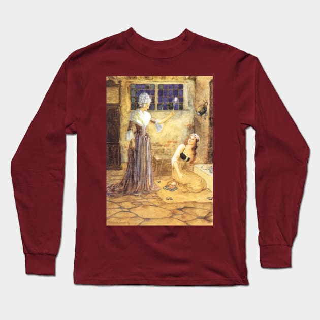 Vintage Fairy Tales, Cinderella in Rags with Fairy Godmother Long Sleeve T-Shirt by MasterpieceCafe